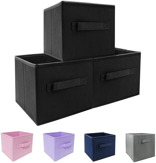 Main image of Kids Storage Bins 9.0"x7.5"x7.5" Small Size Fabirc Foldable Closet Toy Organizer Collapsible Cloth Black