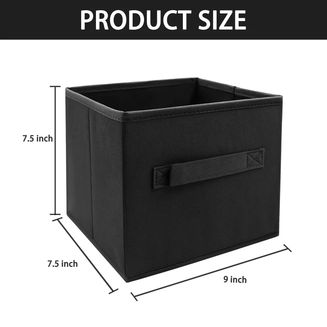 Alt view image 2 of 7 - Kids Storage Bins 9.0"x7.5"x7.5" Small Size Fabirc Foldable Closet Toy Organizer Collapsible Cloth Black