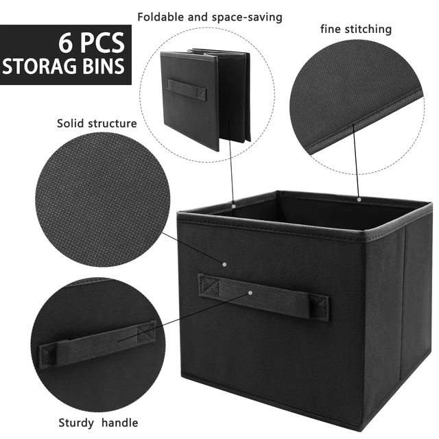 Alt view image 3 of 7 - Kids Storage Bins 9.0"x7.5"x7.5" Small Size Fabirc Foldable Closet Toy Organizer Collapsible Cloth Black