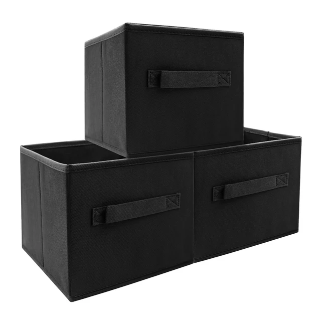 Alt view image 7 of 7 - Kids Storage Bins 9.0"x7.5"x7.5" Small Size Fabirc Foldable Closet Toy Organizer Collapsible Cloth Black