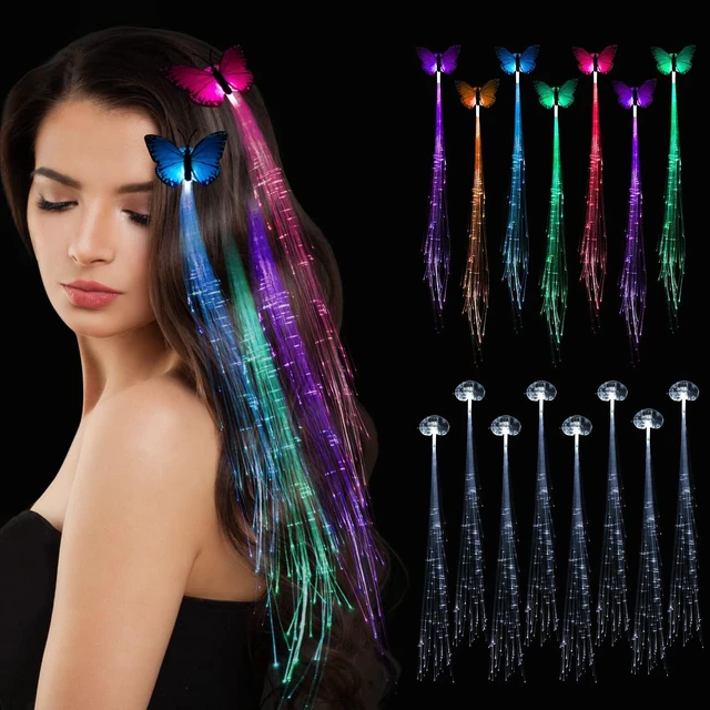 Main image of 15 Pcs Light Up Hair AccessoriesGlow In The Dark Party Supplies | Led Hair Clips Extensions for Girls Women, Party Favors Supplies, Neon Rave Accessories, Heart Shape and Butterfly Shape