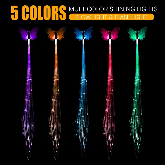 Alt view image 3 of 6 - 15 Pcs Light Up Hair AccessoriesGlow In The Dark Party Supplies | Led Hair Clips Extensions for Girls Women, Party Favors Supplies, Neon Rave Accessories, Heart Shape and Butterfly Shape