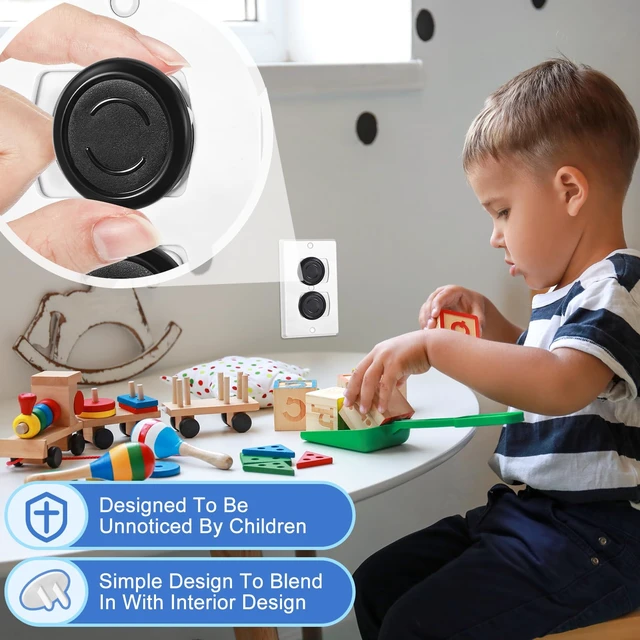 Alt view image 3 of 7 - 200 Pcs Baby Outlet Covers Bulk, Child Safety Plug Protectors, Black | Electrical Outlet Plugs, Child Proof Socket Covers for Home Work School Daycare, Grip Socket Guards, Universal Protectors
