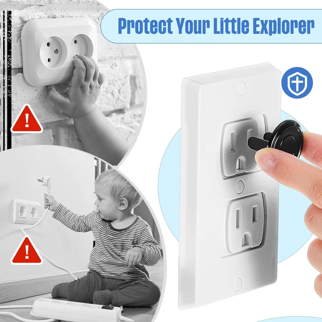 Alt view image 5 of 7 - 200 Pcs Baby Outlet Covers Bulk, Child Safety Plug Protectors, Black | Electrical Outlet Plugs, Child Proof Socket Covers for Home Work School Daycare, Grip Socket Guards, Universal Protectors