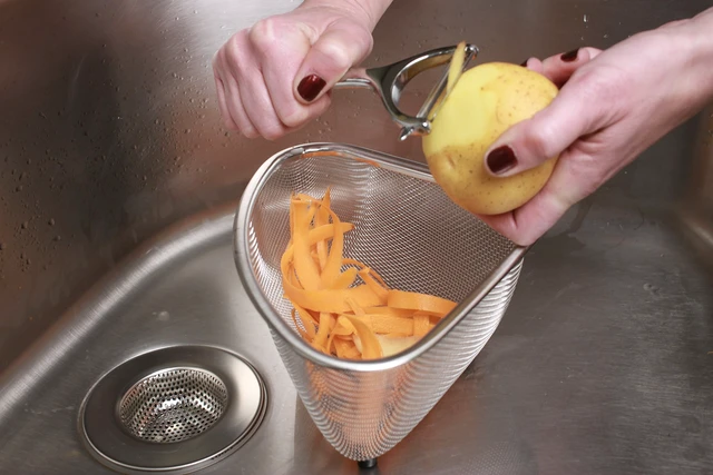 Alt view image 5 of 5 - Endurance® In-Sink Mesh Colander Strainer Basket, 3 Quart | Organize Sponges, Collect Food Scraps | Dishwasher Safe | Small Corner Basket | Steaming, Draining & Rinsing