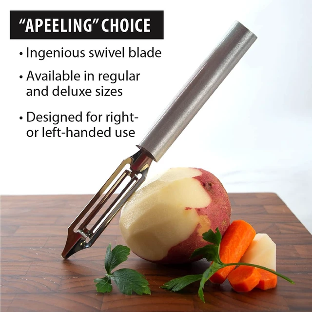 Alt view image 3 of 7 - Cutlery Deluxe Vegetable Peeler (R141), Silver | 2" Stainless Steel Swiveling Blade, Cast Aluminum Handle