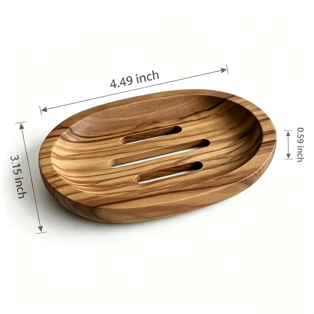 Alt view image 2 of 6 - soap Dish Olive bar soap Holder for Shower Wood Wooden soap Saver self draining Box draining Dishes for Bathroom Sink