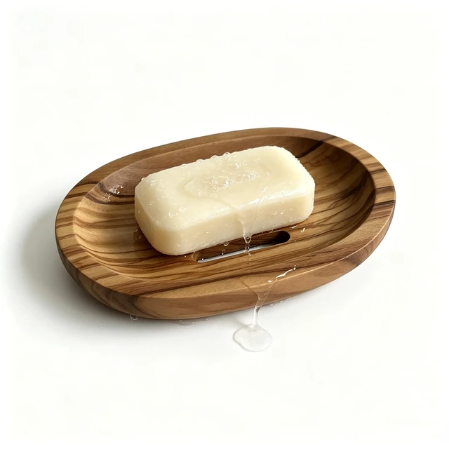 Alt view image 4 of 6 - soap Dish Olive bar soap Holder for Shower Wood Wooden soap Saver self draining Box draining Dishes for Bathroom Sink