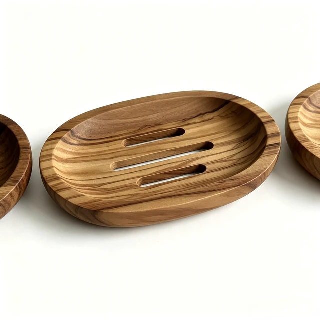 Alt view image 5 of 6 - soap Dish Olive bar soap Holder for Shower Wood Wooden soap Saver self draining Box draining Dishes for Bathroom Sink