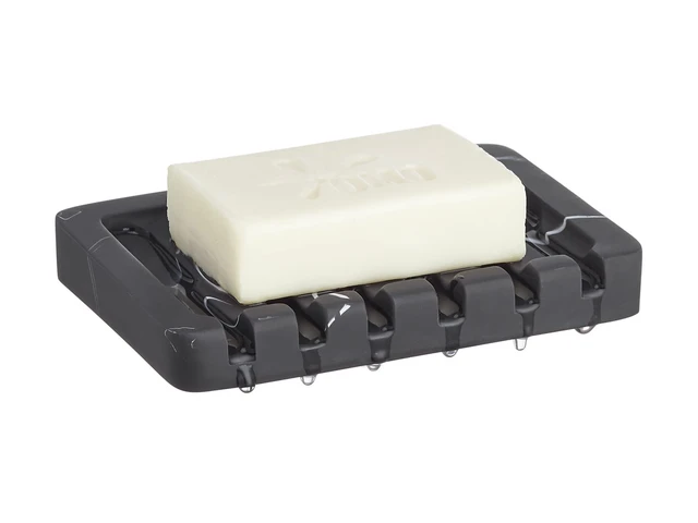 Alt view image 2 of 7 - 2PCS Self Draining Soap Dish - Marble Look Soap Holder Tray Savers Box Container Sponge Holder for Bathroom Shower Kitchen, Black