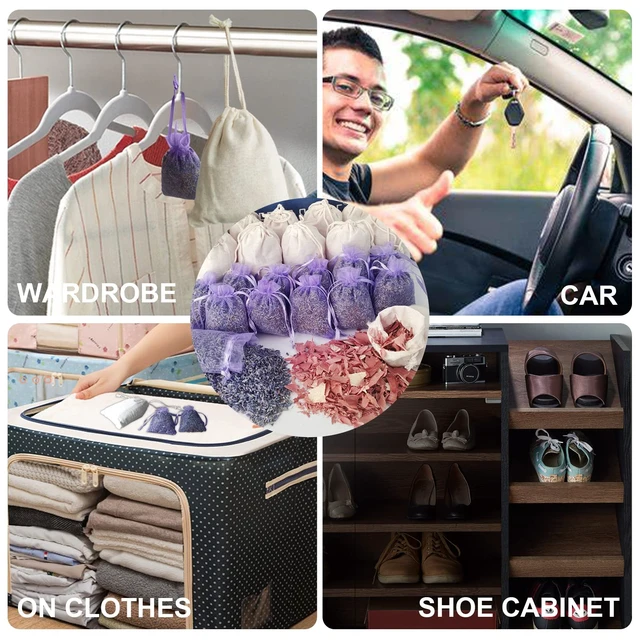 Alt view image 4 of 6 - Cedar Chips and Lavender Sachets 24Pack for Drawers and Closets | Stops Clothes Damage, For Clothes Storage, Bags, Cedar Chips, Blocks in Sachet, Hangers, Cedarwood