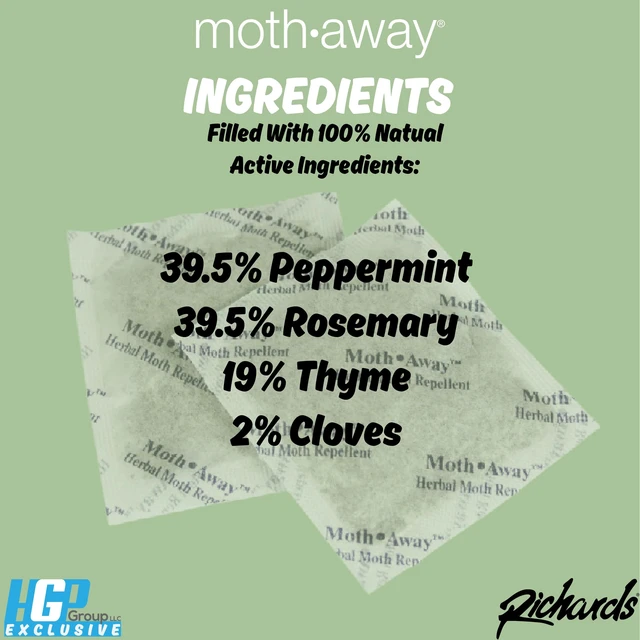 Alt view image 4 of 7 - Homewares Moth Away Sachets 24-Pack Natural Herbal Moth Repellent, Non-Toxic & Chemical-Free, Fresh Scent for Drawers, Closets & Storage Bins Made in USA