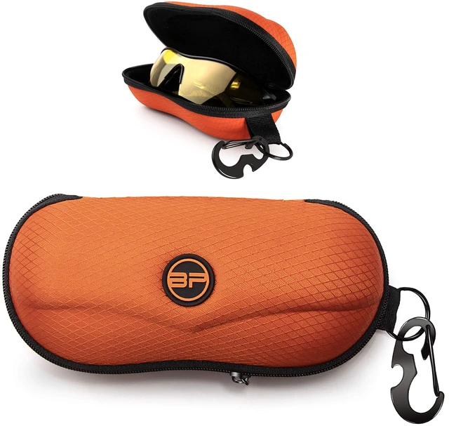 Main image of Sunglasses Case Semi Hard EVA Shell with Metal Hanging Hook Belt Clip Sun Glasses Storage (Orange)