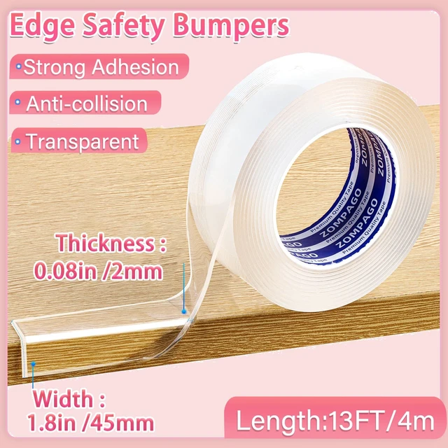 Alt view image 3 of 7 - Baby Corner Proofing Edge Protector Strip,1 Roll, 1.8in x 13.12FT | Soft bumper,child safety design,fit table desk fireplace,anti-collision edge guard,furniture corner protective strip
