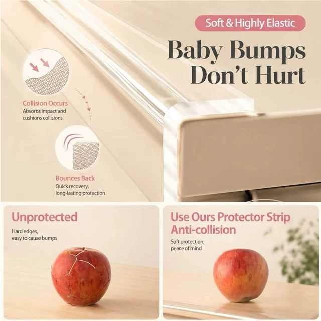 Alt view image 5 of 7 - Baby Corner Proofing Edge Protector Strip,1 Roll, 1.8in x 13.12FT | Soft bumper,child safety design,fit table desk fireplace,anti-collision edge guard,furniture corner protective strip