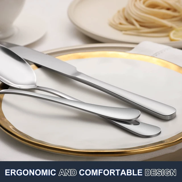 Alt view image 5 of 7 - 24-piece Forks and Spoons Silverware Set, Food Grade Stainless Steel Flatware Cutlery Set for Home, Kitchen and Restaurant, Mirror Polished, Dishwasher Safe