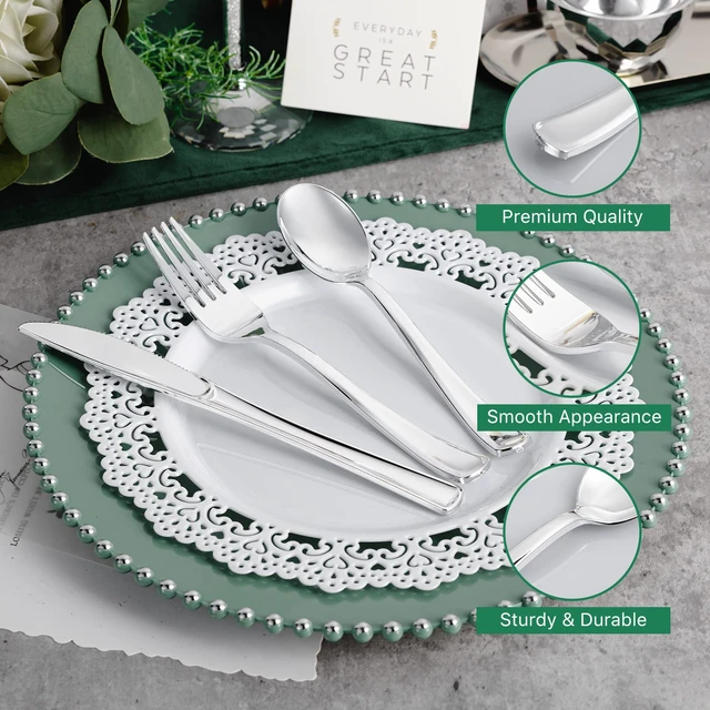 Alt view image 4 of 7 - 120PCS Silver Plastic Silverware, Disposable Utensils & Cutlery | 60 Forks, 30 Spoons, 30 Knives, Heavy Duty, BPA-Free, for Party, Wedding, Birthday & Everyday Use