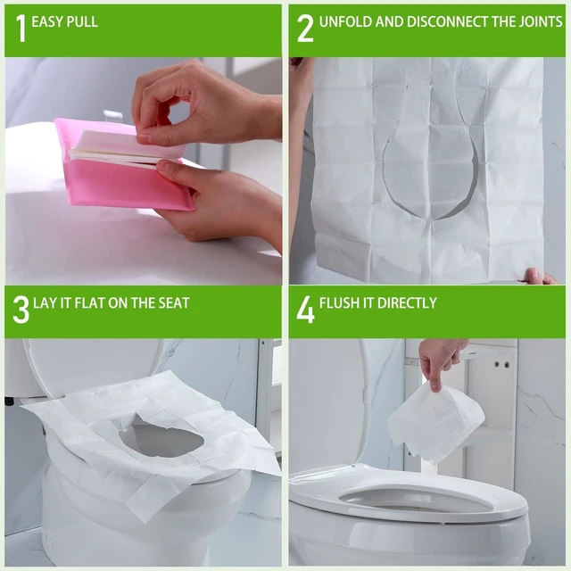 Alt view image 5 of 7 - Disposable Toilet Seat Cover 120 Pcs,Extra Large,Flushable,Travel and Pocket Size