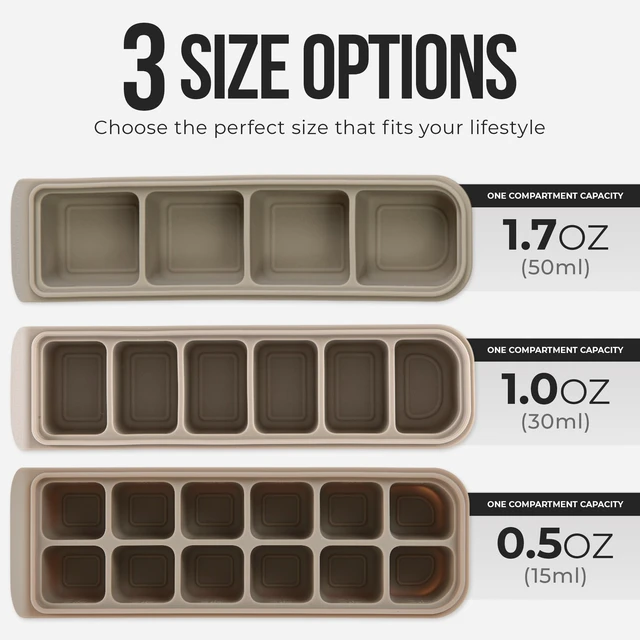 Alt view image 7 of 7 - 0.5 oz/12 Sections Silicone Ice Cube Freezer Tray with Lid, Gray | Baby Food Storage Freezer Tray,100% Platinum Silicone,Leak Resistance & Dishwasher Safe for Baby Food Prep,Purees,Korean Made
