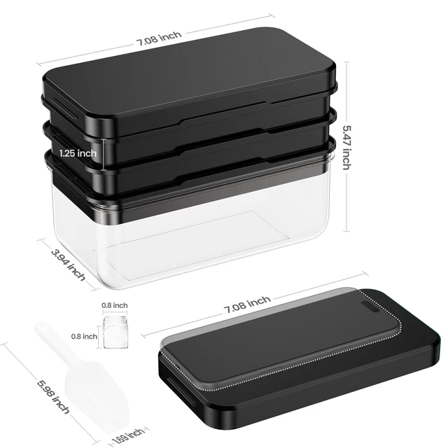 Alt view image 3 of 7 - Ice Cube Tray with Lid and Bin, Easy Release 84 Cubes for Freezer | Food-grade BPA-free PP and ABS. Ice cubes for fruit, cocktails, iced coffee. Space-saving stackable with scoop