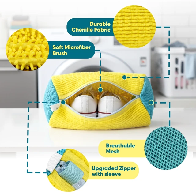 Alt view image 3 of 6 - Shoe Washing Machine Bag - 2pcShoe Cleaning Bag for Sneakers, include 1 shoe brush,1 drying hook
