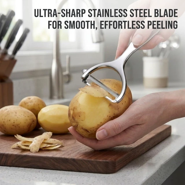 Alt view image 7 of 7 - Vegetable Peeler for Kitchen with 2 Orange Citrus Peelers 1 Brush | Ultra Sharp Stainless Steel Swivel Blade,Non-Slip Left Hand Friendly, Easy Peeling for Potatoes, Carrots, Apples and Fruits