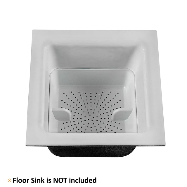 Alt view image 6 of 6 - ABS Plastic Floor Sink Drain Strainer Drop-in Basket 8-1/2W x 8-1/2L x 2-1/4H - Perfect for Restaurant, Bar, Buffet (2" H ABS)
