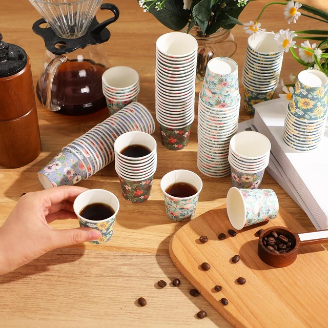 Alt view image 3 of 6 - 300 Count 3 oz Disposable Small Paper Cups for Bathroom, Mouthwash, Coffee & More Mini Cups for Supermarket, Birthday Party, Travel, Picnic & BBQ(Flower Style)