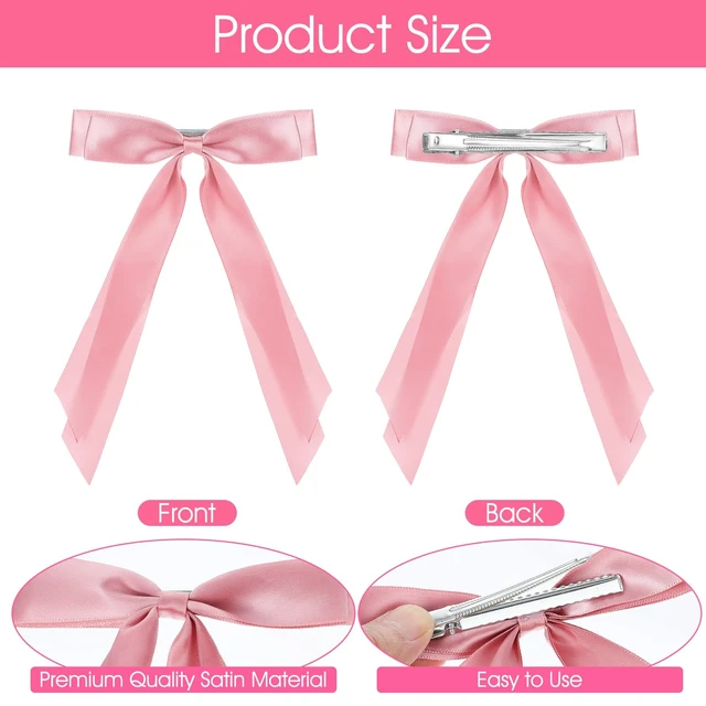 Alt view image 2 of 7 - 25pcs Hair Bows for Women Hair Bow Clips with Long Tail Ribbon Bowknot | Stylish, Hairs Barrettes, Ribbon Bow-knot Hairpins, Ponytail Holder Accessories, Solid Metal Clips, for Women Girls Teens Kid