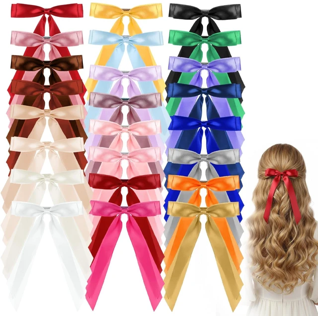 Main image of 25pcs Hair Bows for Women Hair Bow Clips with Long Tail Ribbon Bowknot | Stylish, Hairs Barrettes, Ribbon Bow-knot Hairpins, Ponytail Holder Accessories, Solid Metal Clips, for Women Girls Teens Kid