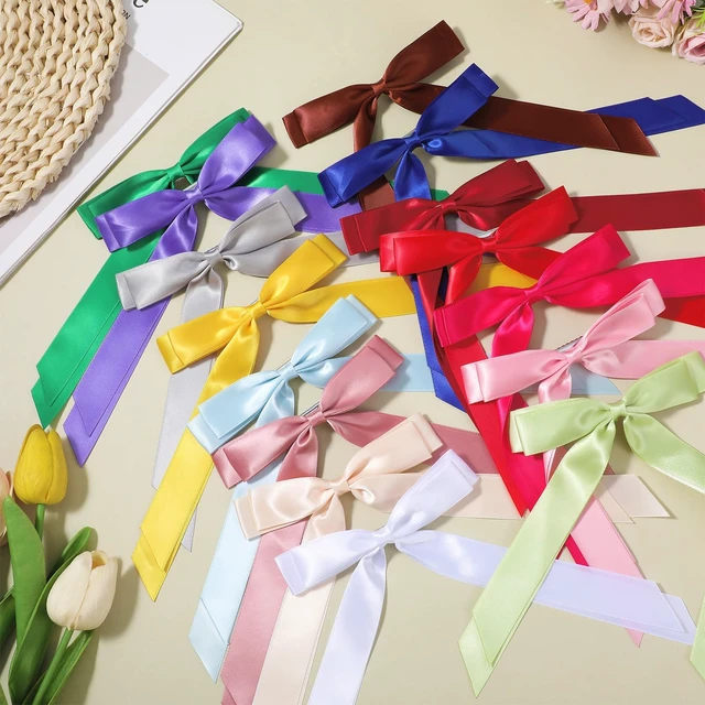 Alt view image 4 of 7 - 25pcs Hair Bows for Women Hair Bow Clips with Long Tail Ribbon Bowknot | Stylish, Hairs Barrettes, Ribbon Bow-knot Hairpins, Ponytail Holder Accessories, Solid Metal Clips, for Women Girls Teens Kid