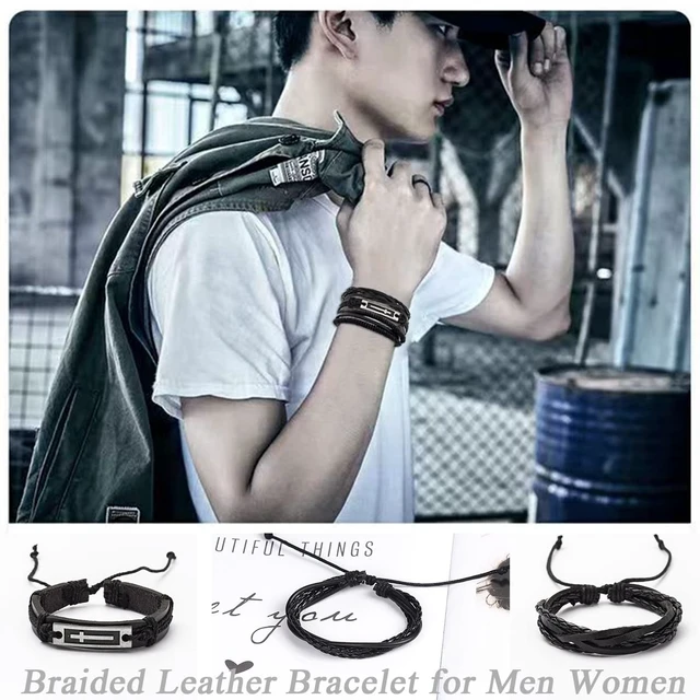 Alt view image 2 of 7 - 27Pcs Braided Leather Bracelets for Men Women Ethnic Tribal Bracelets Leather Bracelets Wristband Woven Cuff Wrap Friendship Bracelets Adjustable
