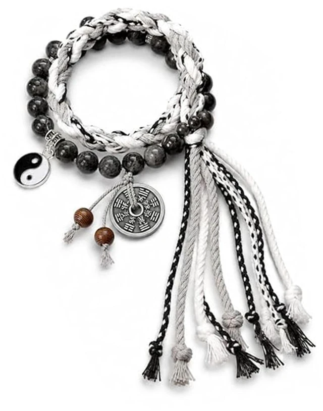 Main image of Taoism Yin Yang bracelet,Tai Chi Bracelet,Woven Bracelet,Wrap Bracelet-Gift | Taoist Charm,Chinese Style Woven Wristband,Handwoven Beaded Wrap Bracelet,Lucky Bracelets For Women,Coin Bracelets