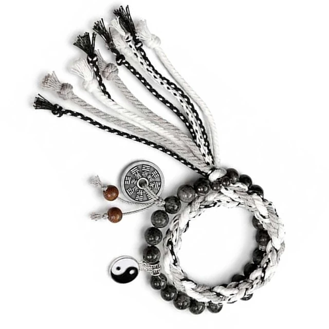 Alt view image 7 of 7 - Taoism Yin Yang bracelet,Tai Chi Bracelet,Woven Bracelet,Wrap Bracelet-Gift | Taoist Charm,Chinese Style Woven Wristband,Handwoven Beaded Wrap Bracelet,Lucky Bracelets For Women,Coin Bracelets