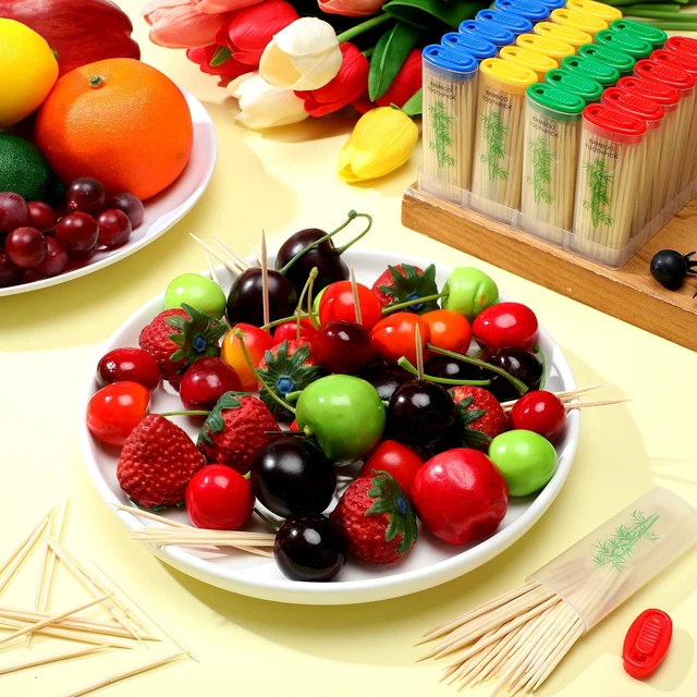 Alt view image 3 of 6 - 48 Pack Travel Toothpick Dispenser Bamboo Wooden Bulk | 2400pcs, Reusable Holder, Travel Storage Containers, Sturdy Finish Tooth Pick for Dining Office Fruit Picks, Teeth Cleaning