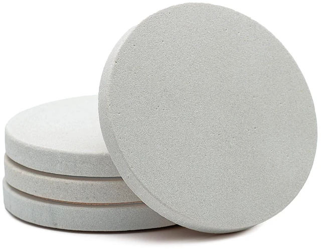 Main image of Round Natural Sandstone Coaster 4 Pack | 4" Diameter, Protective Cork Backing, Absorbent