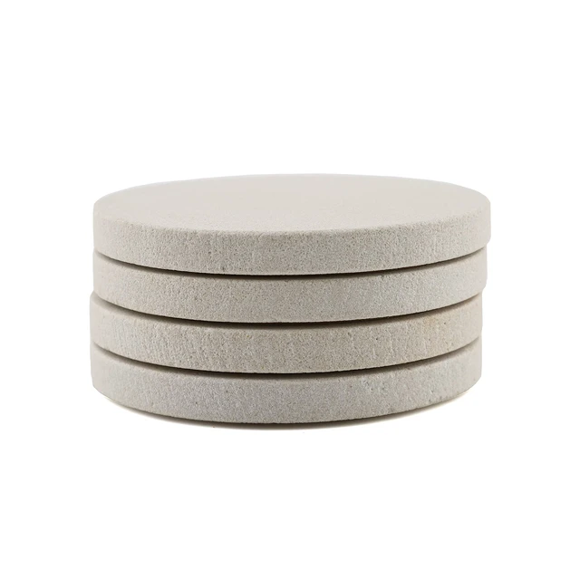 Alt view image 4 of 7 - Round Natural Sandstone Coaster 4 Pack | 4" Diameter, Protective Cork Backing, Absorbent