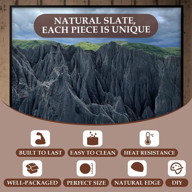 Alt view image 3 of 6 - Slate Coasters Set of 8 with Metal Holder, Modern Stone Coasters for Drinks | 4 Inch Coffee Table Coaster Set Home Decor for Kitchen, Dining Room, Outdoor, House Warming Gifts, Wedding, Round, Black