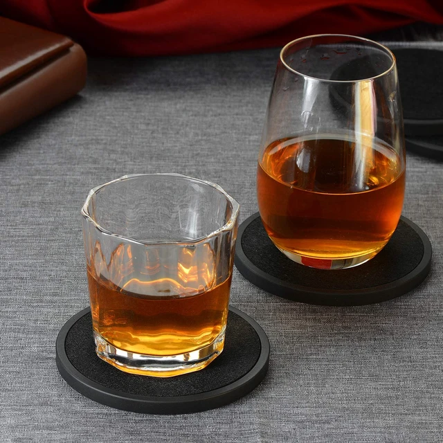 Alt view image 2 of 7 - Absorbent Coasters for Drinks with Holder - 6packs, Silicone Coaster with Soft Felt Insert, Black (Coasters with Holder, Black)