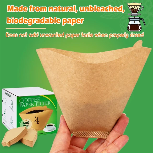 Alt view image 5 of 7 - 400 PCS #4 Cone Coffee Filters, Fits 8-12 & 14 Cup, Unbleached | Disposable Filter Paper Size 4, Compatible with Ninja and Cuisinart 12-Cup/ 14-Cup Coffee Machine, Drip Coffee Filters