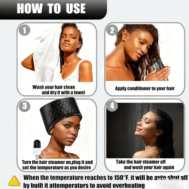 Alt view image 3 of 7 - Hair Steamer for Natural Hair (Home Use) - 10-Speed Temperature Control, Fast Heating & Deep Strand Nourishment Heat Cap
