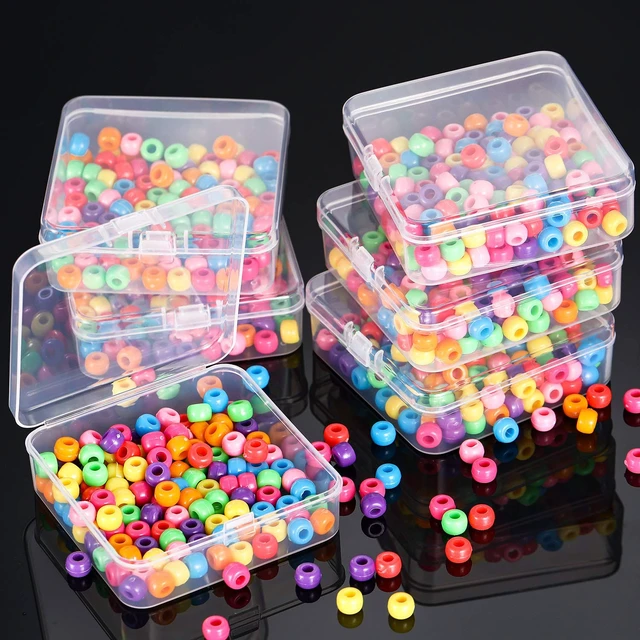 Alt view image 2 of 7 - 12 Pack Small Clear Plastic Bead Storage Boxes, 3.3 x 3.3 x 1.2 in | with Hinged Lids, Bead Small Item Organizer, Jewelry Containers, Suitable for Craft Supplies, Tiny Hardware, and Accessories