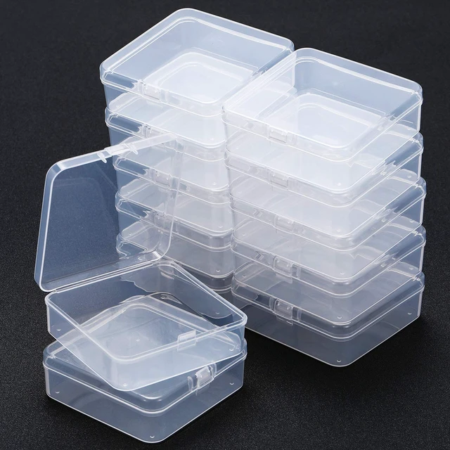 Alt view image 5 of 7 - 12 Pack Small Clear Plastic Bead Storage Boxes, 3.3 x 3.3 x 1.2 in | with Hinged Lids, Bead Small Item Organizer, Jewelry Containers, Suitable for Craft Supplies, Tiny Hardware, and Accessories