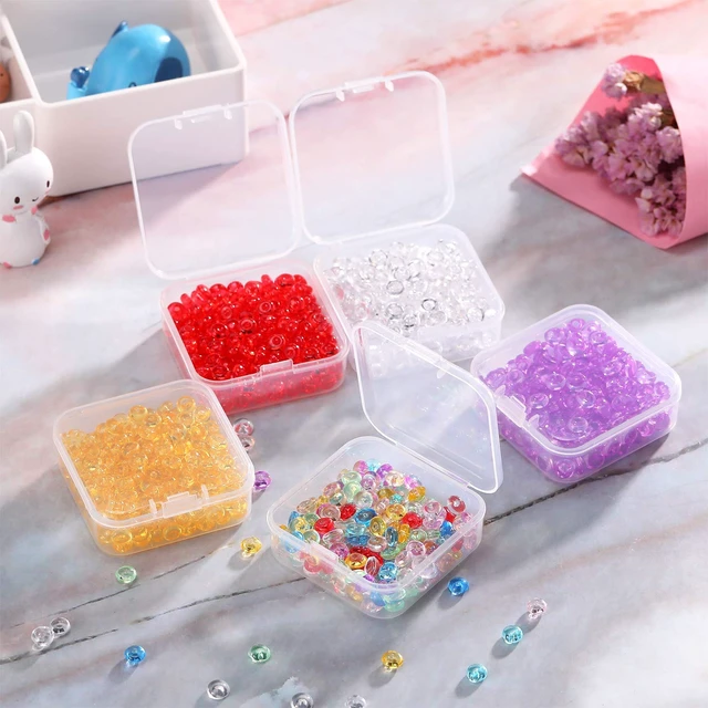 Alt view image 7 of 7 - 12 Pack Small Clear Plastic Bead Storage Boxes, 3.3 x 3.3 x 1.2 in | with Hinged Lids, Bead Small Item Organizer, Jewelry Containers, Suitable for Craft Supplies, Tiny Hardware, and Accessories