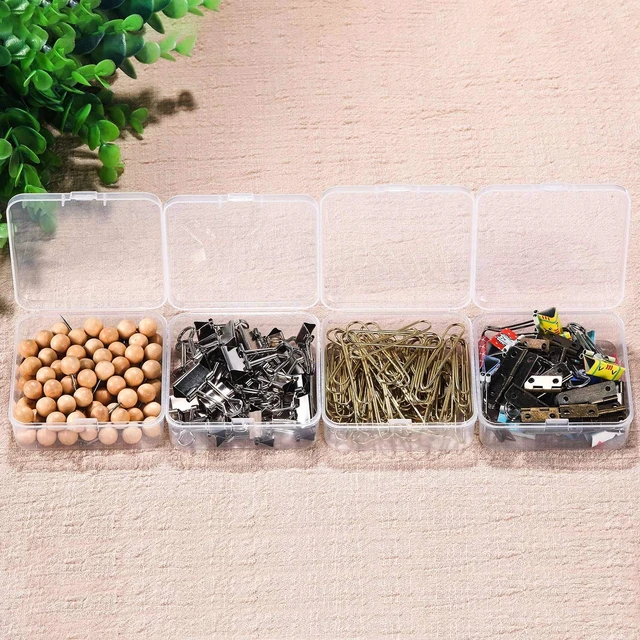 Alt view image 6 of 7 - 12 Pack Small Clear Plastic Bead Storage Boxes, 3.3 x 3.3 x 1.2 in | with Hinged Lids, Bead Small Item Organizer, Jewelry Containers, Suitable for Craft Supplies, Tiny Hardware, and Accessories