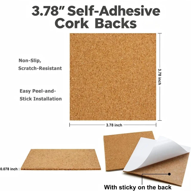 Alt view image 4 of 7 - 12 Pack 4 in Unglazed Ceramic Coasters with Corks Backing for Art Crafts | White Square Blank Ceramic Tiles for Acrylic Pouring, DIY Coasters, Painting Projects, Decoupage