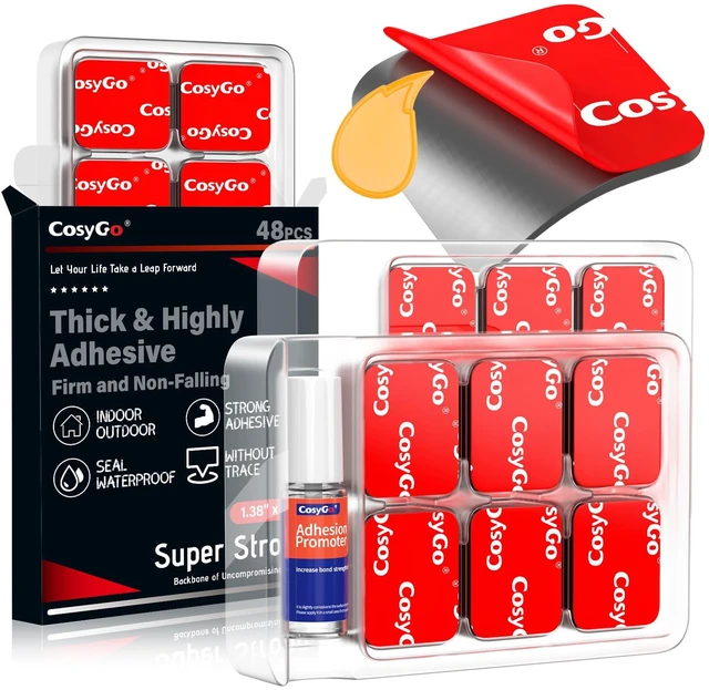 Main image of Double Sided Tape Heavy Duty, Permanent Bond Sticky Pads 1.18x1.38In 48 Pcs Heat Resistant Waterproof Adhesive Squares Pads, Extreme Mounting Tape for Crafts Picture Car Home Office Outdoor