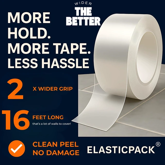 Alt view image 3 of 7 - Double Sided Nano Tape, 2 in Wide, Heavy Duty Wall Mounting, Heat Resistant | Extra-Wide & Thick (2mm) = More Contact Coverage, Stronger Hold for Large Mounting Jobs, 2 in x 16 ft