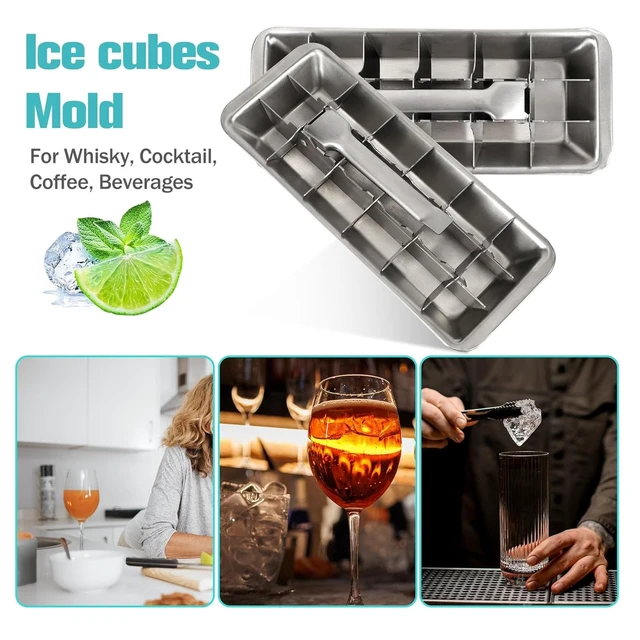 Alt view image 4 of 5 - Stainless Steel Ice Cube Trays, 18 Slots | Detachable tray with easy release handle, dishwasher safe for kitchen and bar