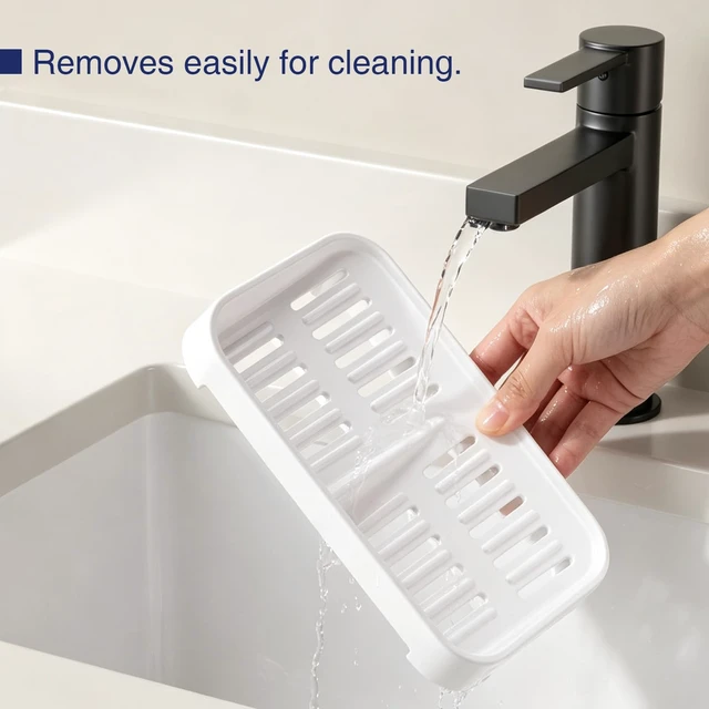 Alt view image 4 of 7 - Self-Draining Soap Dish, 2-Compartment Bar Soap Holder | Soap Saver with Magnetic Detachable Tray, Shampoo and Conditioner Bar Holder, ABS Plastic Soap Holder for Shower, White
